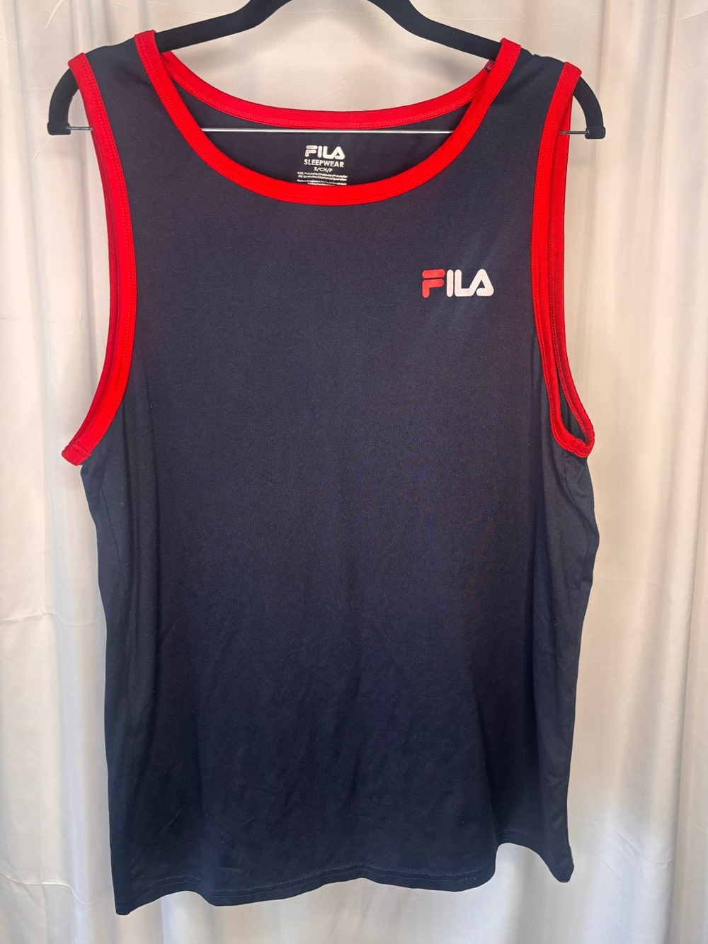 FILA Men’s Navy sleep Tank with Red Trim
